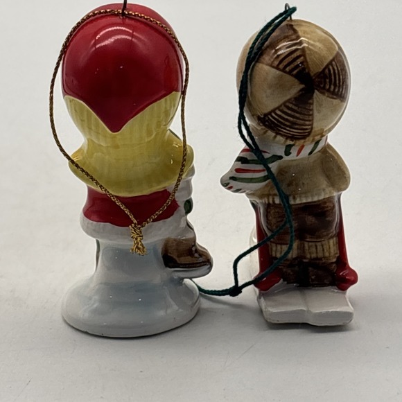 2- Joan Walsh Anglund ornament christmas  figures ice skates skis - Picture 3 of 8